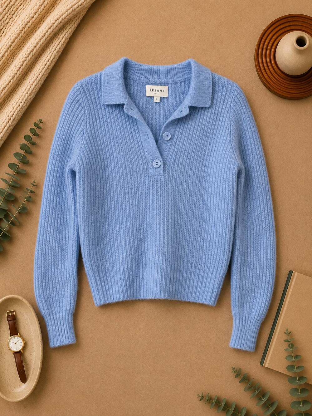 NWT J.Crew Women's Chunky Knit Polo Sweater Blue Coastal Old Money Preppy SZ XXS